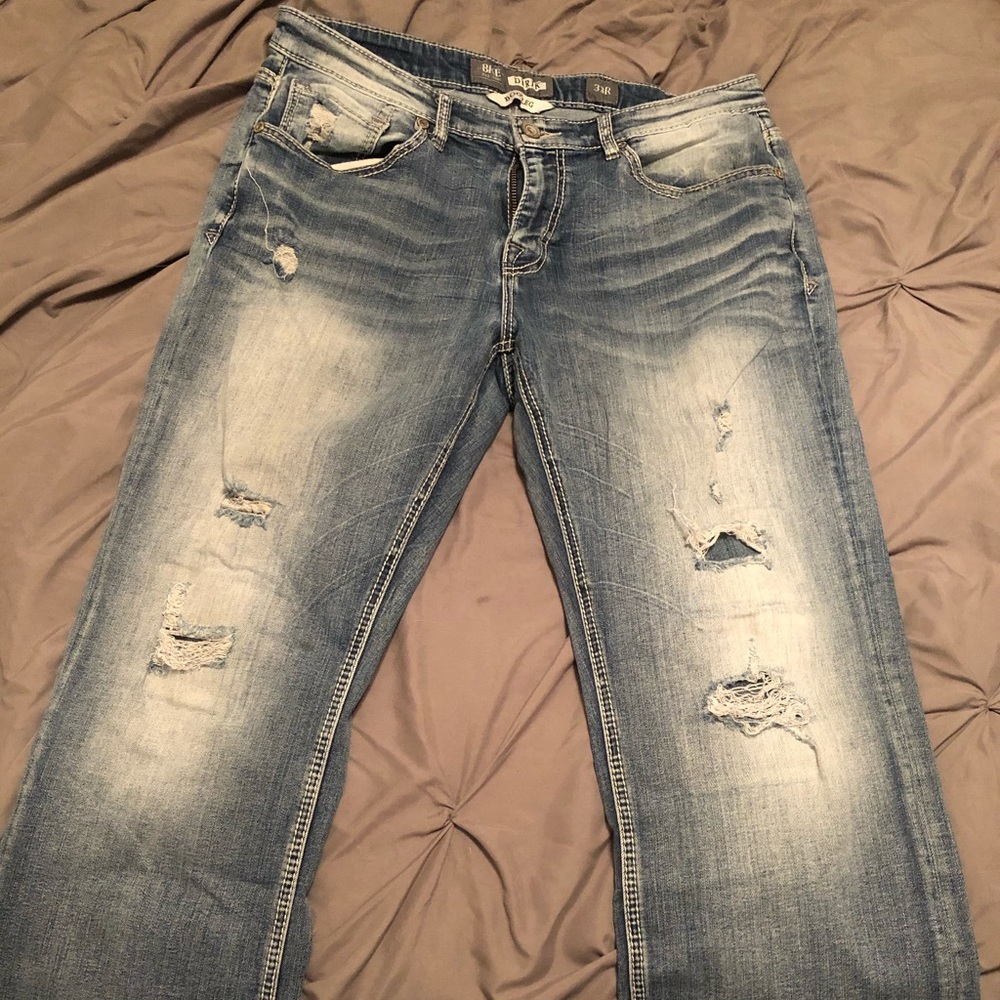 BKE Derek boot destruction jeans 33R
